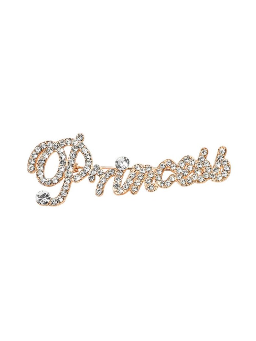 Tigerstars Gold Rhinestone Embellished Princess Letter Pin Brooch